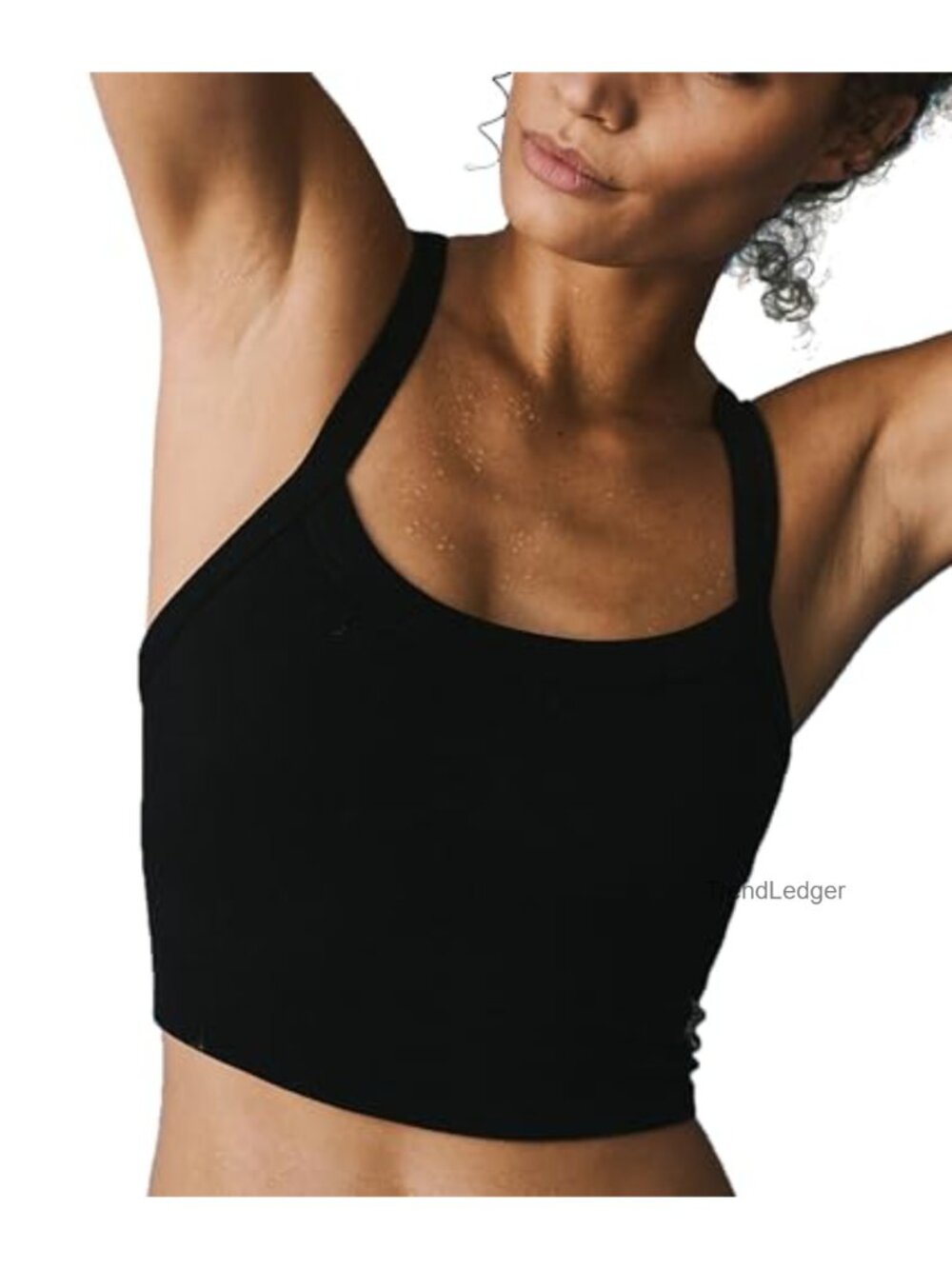 Seamless Ribbed Scoop Neck Crop Tank Top Athletic Workout Yoga Camisole